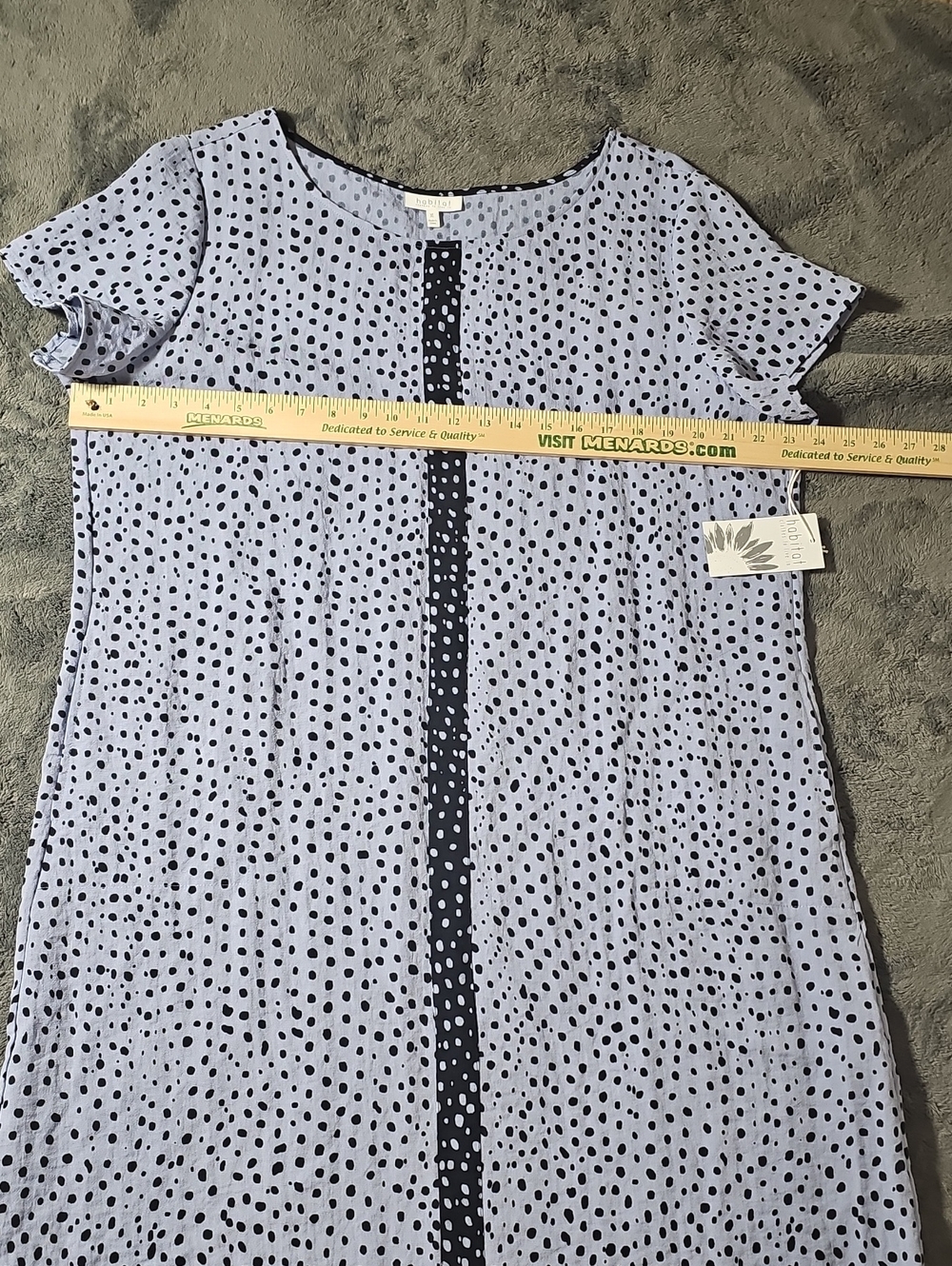 Habitat Slate Blue Black Dot Shift Dress Pockets Size XL NEW - Picture 3 of 10